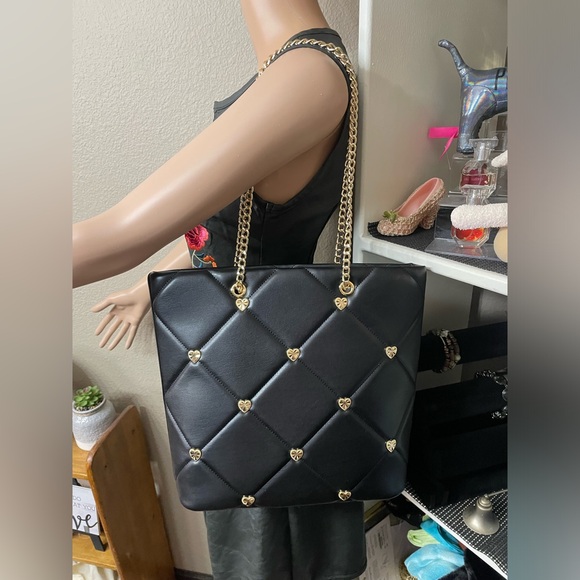 🖤Gorgeous NWT Love Moschino Black PU Black & Gold Bag - Picture 6 of 13